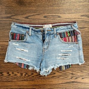 free people denim tribal shorts